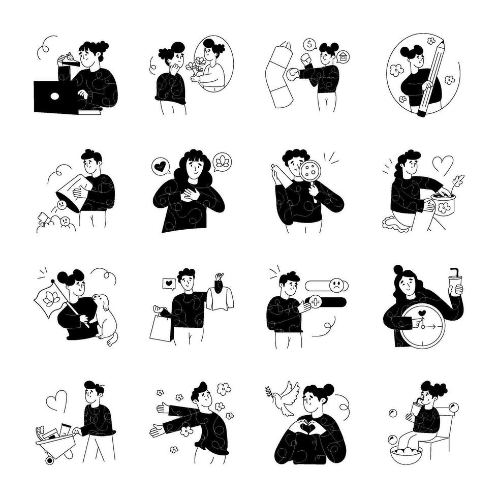 Pack of Self Love and Motivation Drawing Illustrations vector