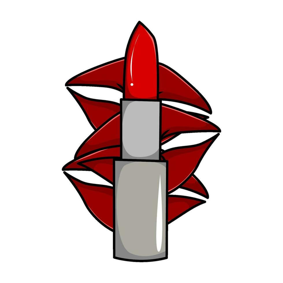 labios con lápiz labial rojo ilustración vector