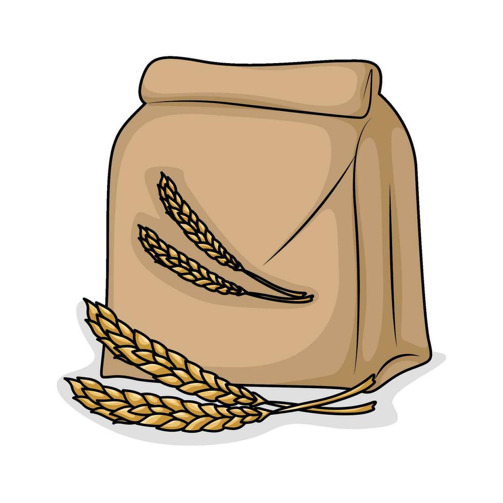 harina un pan paquete con trigo ilustración vector