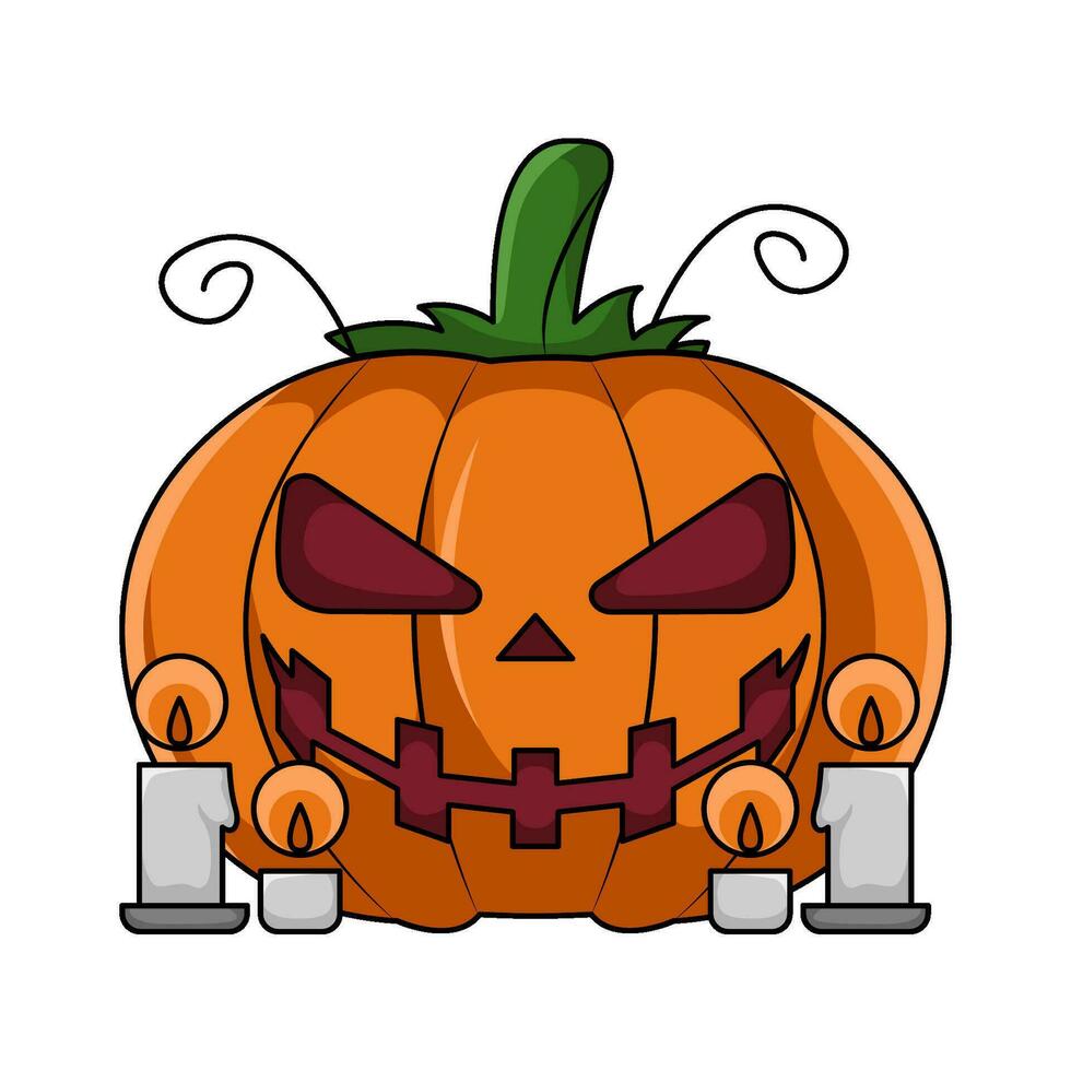 pumpkin with candle illustration vector