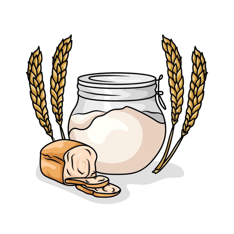 flour bread, bread with wheat illustration vector