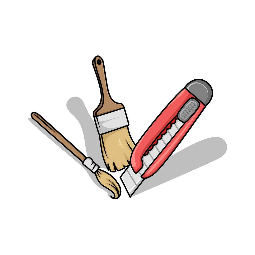 cutter with brush painting illustration vector