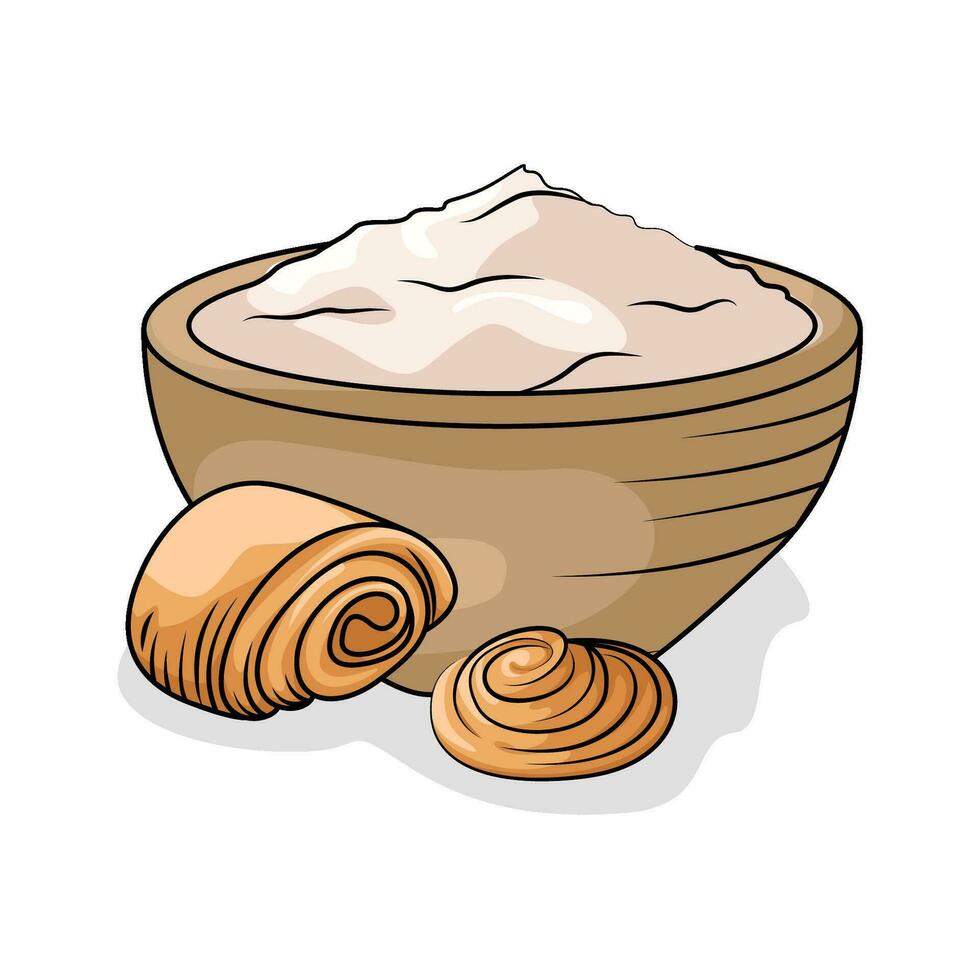flour bread with pastry illustration vector