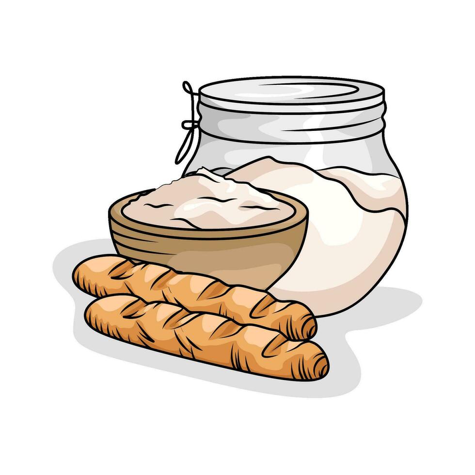 harina un pan con Pastelería ilustración vector