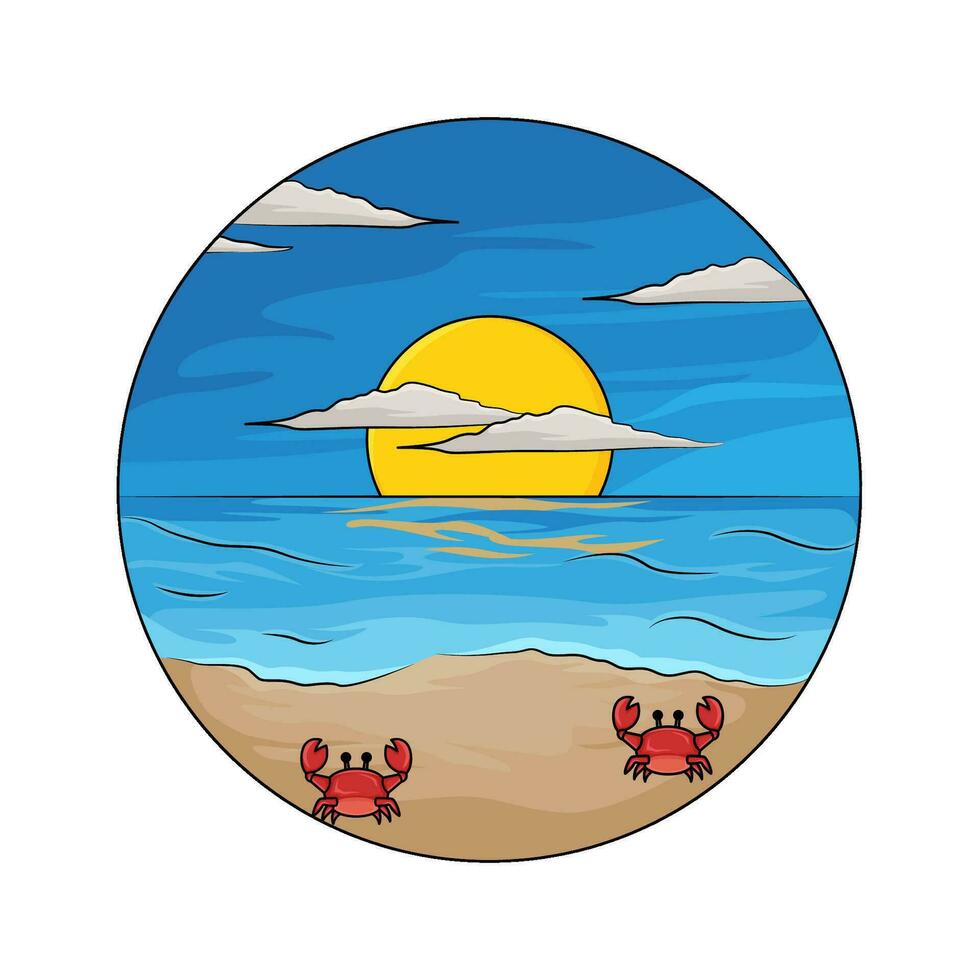 crab in beach illustration vector