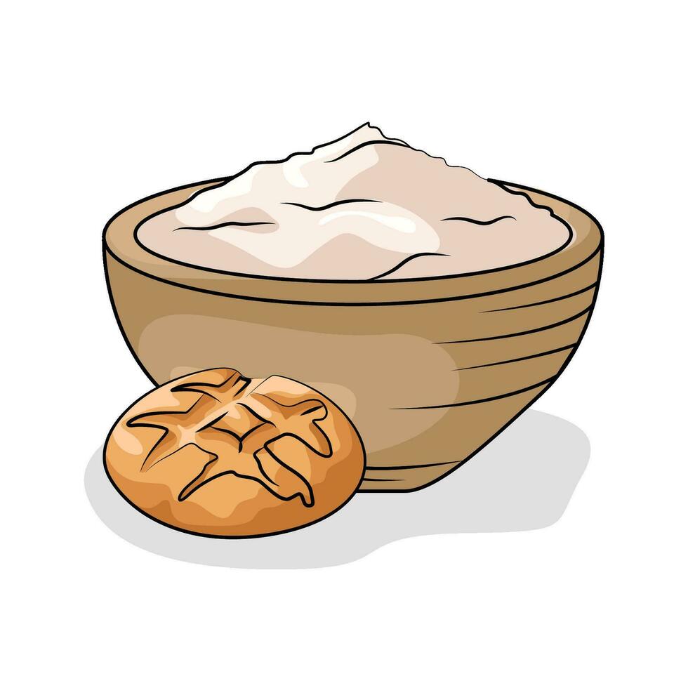 harina un pan con Pastelería ilustración vector