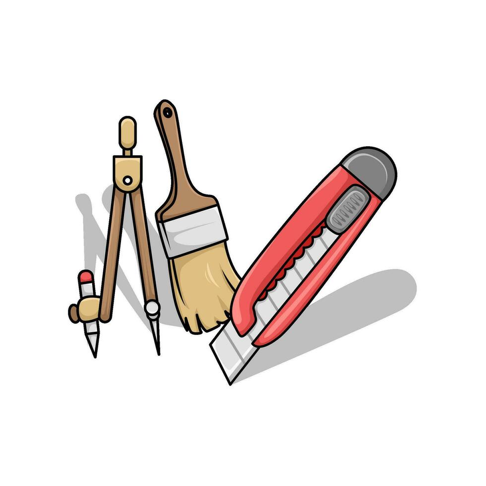 cutter, brush painting with period illustration vector