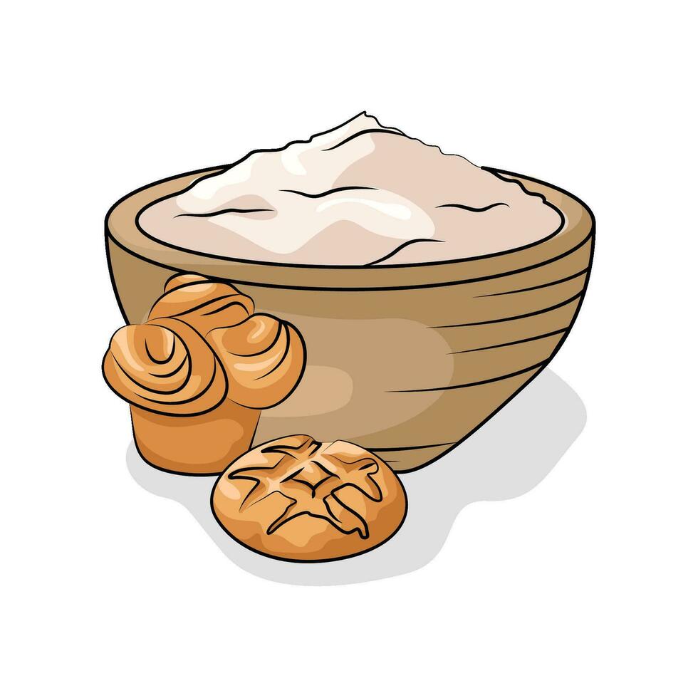 flour bread with pastry illustration vector