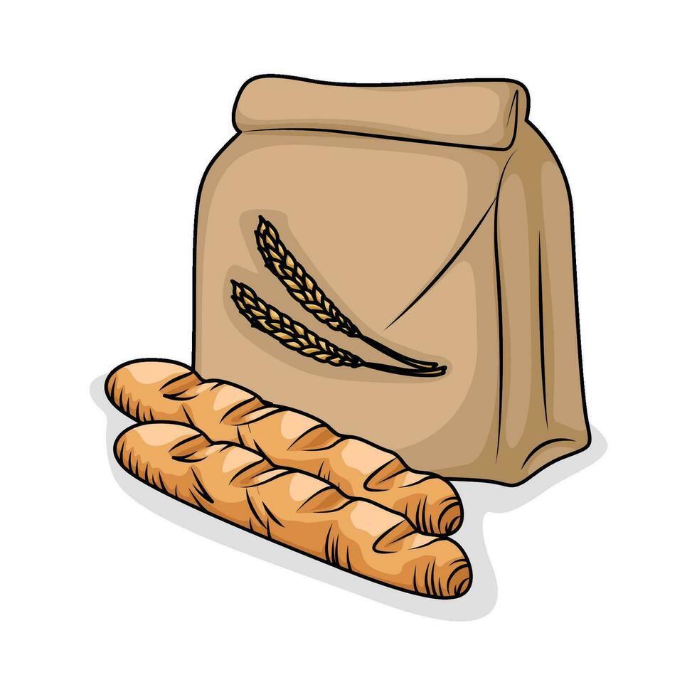 flour bread with pastry illustration vector