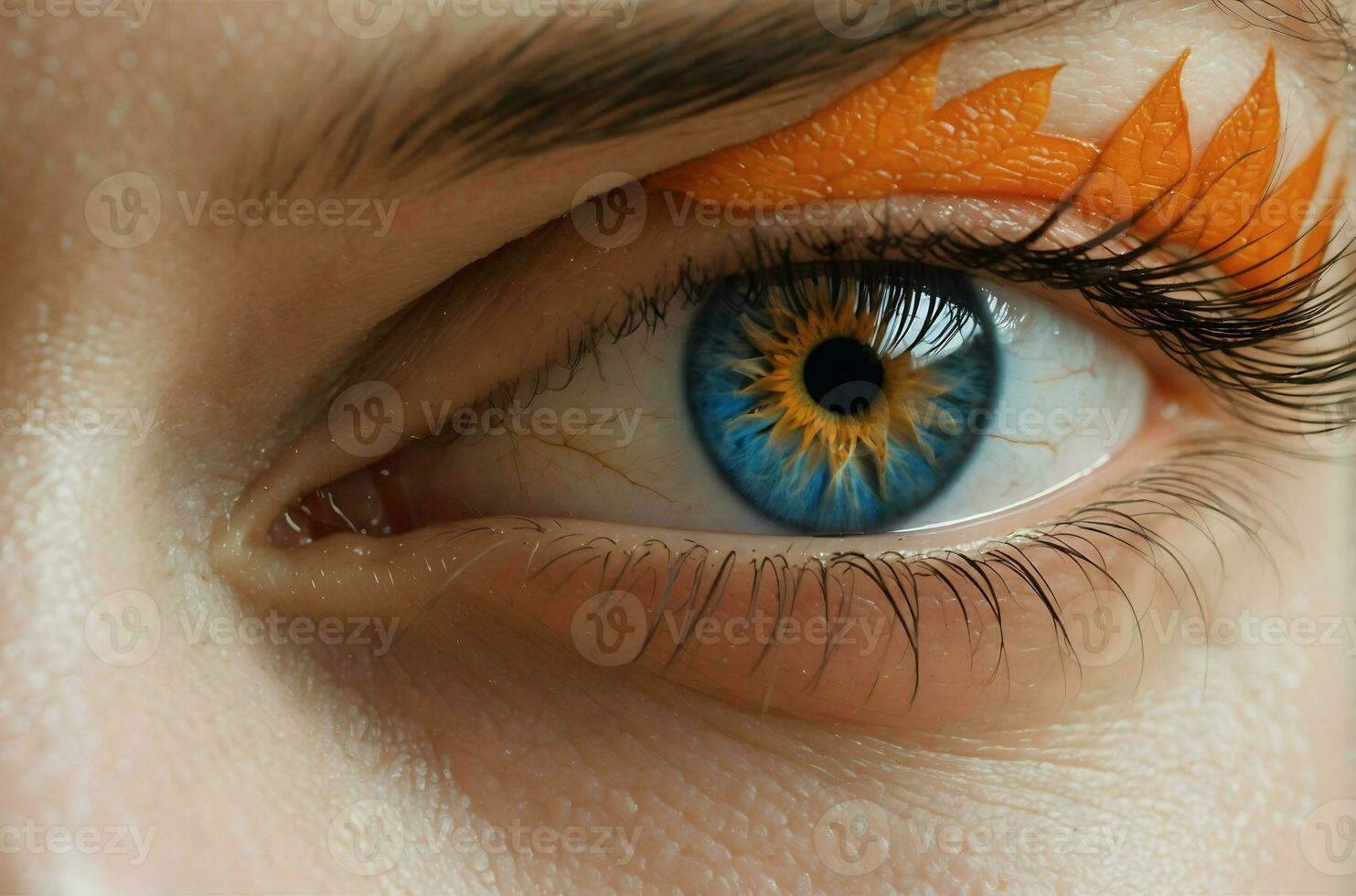 Ai generative  Artistic closeup shot of beautiful female human eye, background photo