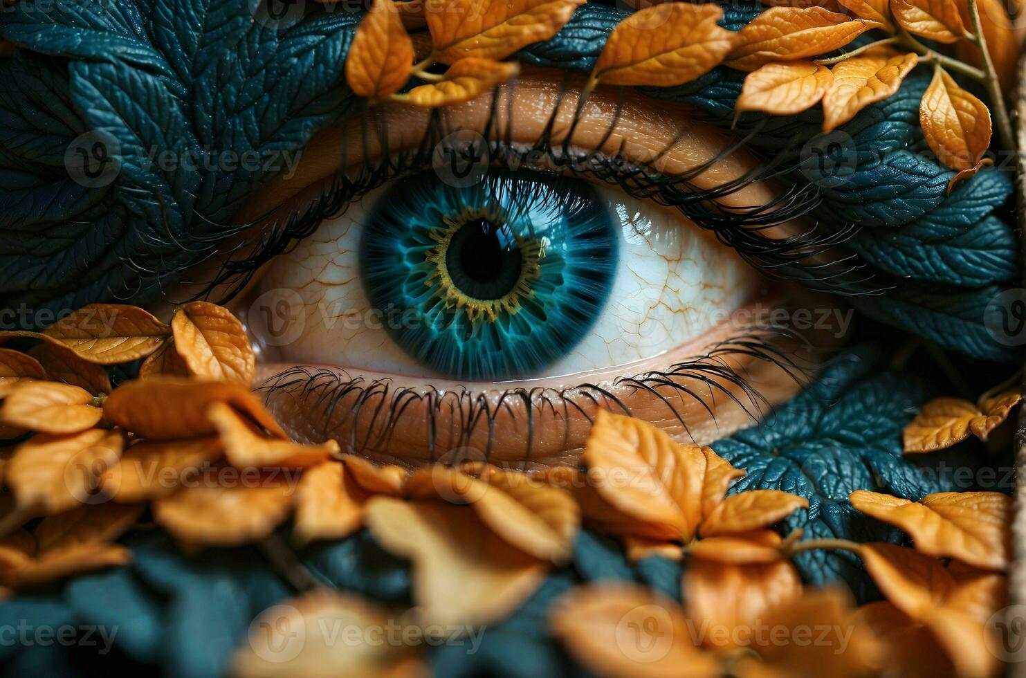 Ai generative  Artistic closeup shot of beautiful female human eye, background photo