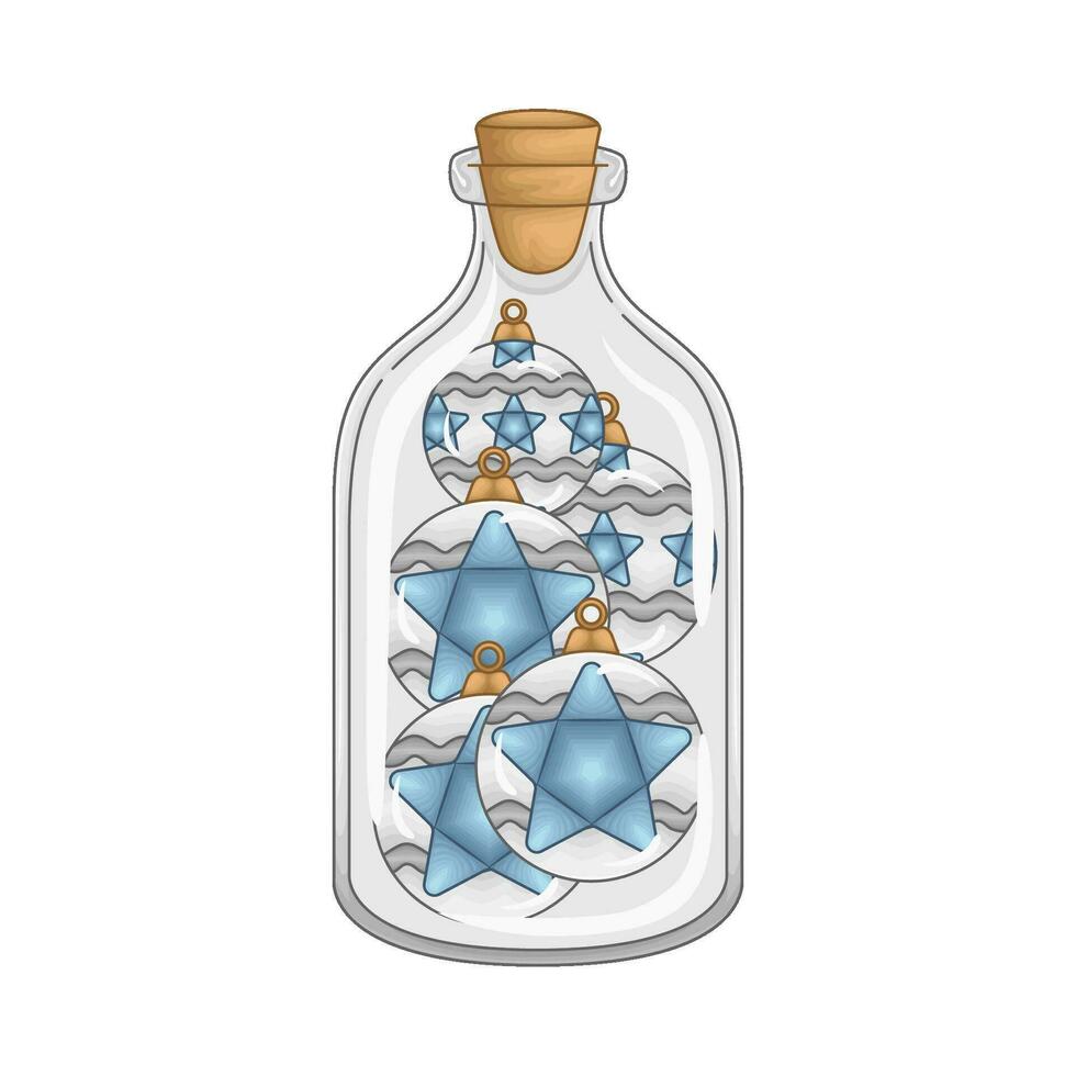 estrella azul campana en botella vaso ilustración vector