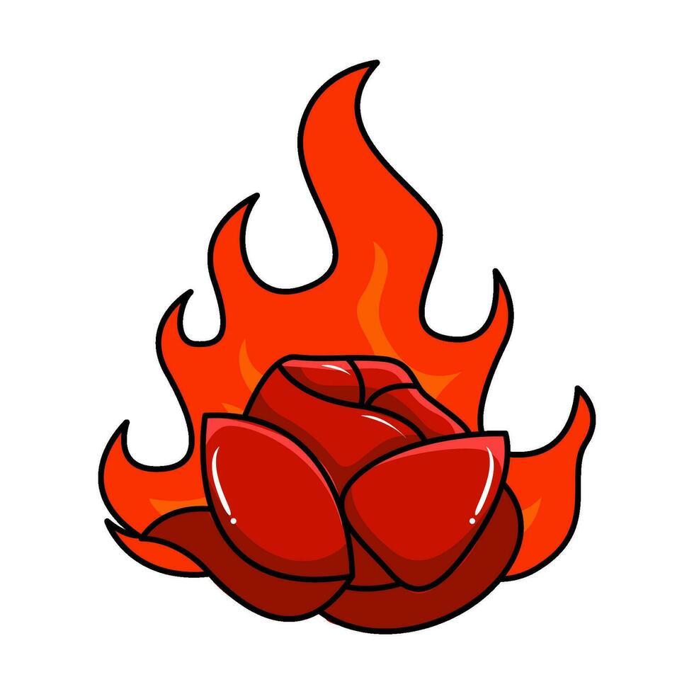 red flower with fire illustration vector