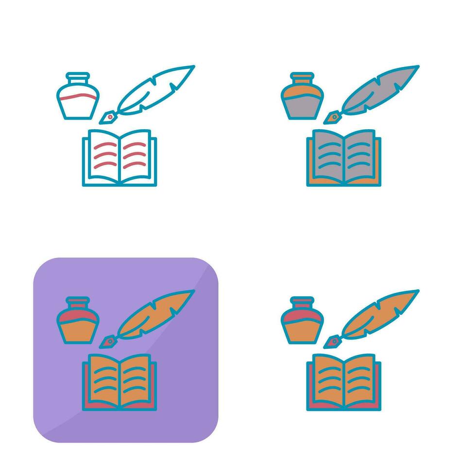 Unique Quill and Book Vector Icon