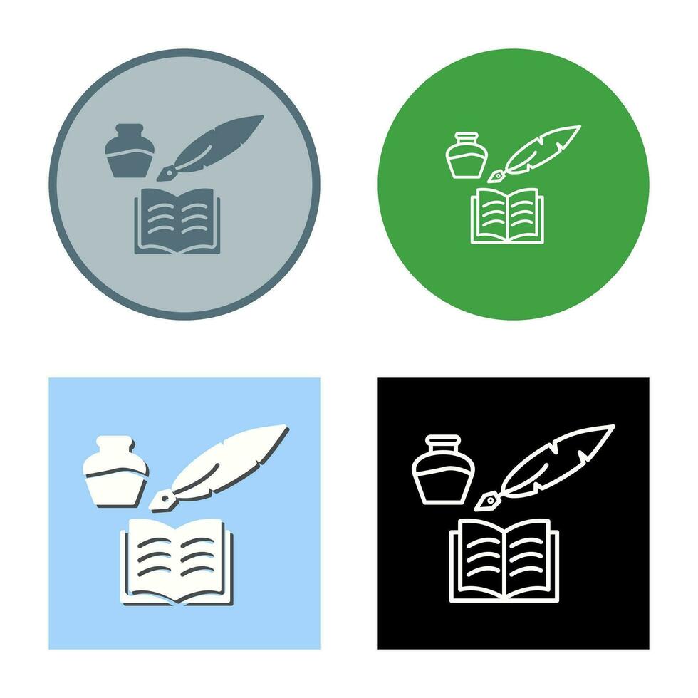 Unique Quill and Book Vector Icon