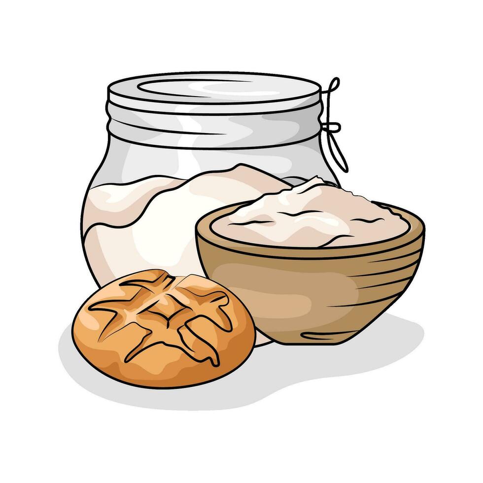 harina un pan con Pastelería ilustración vector