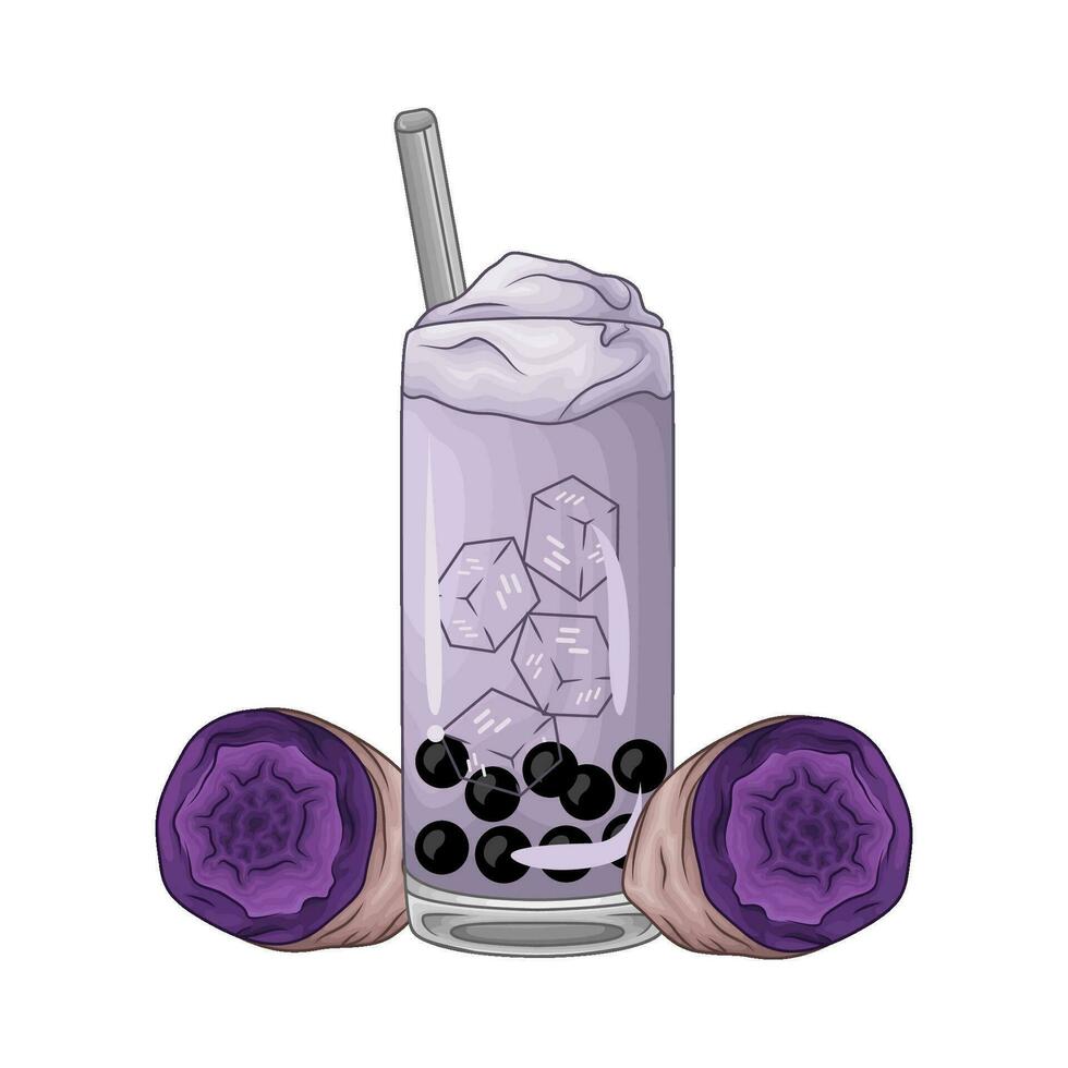 taro bebida con taro púrpura dulce patata ilustración vector