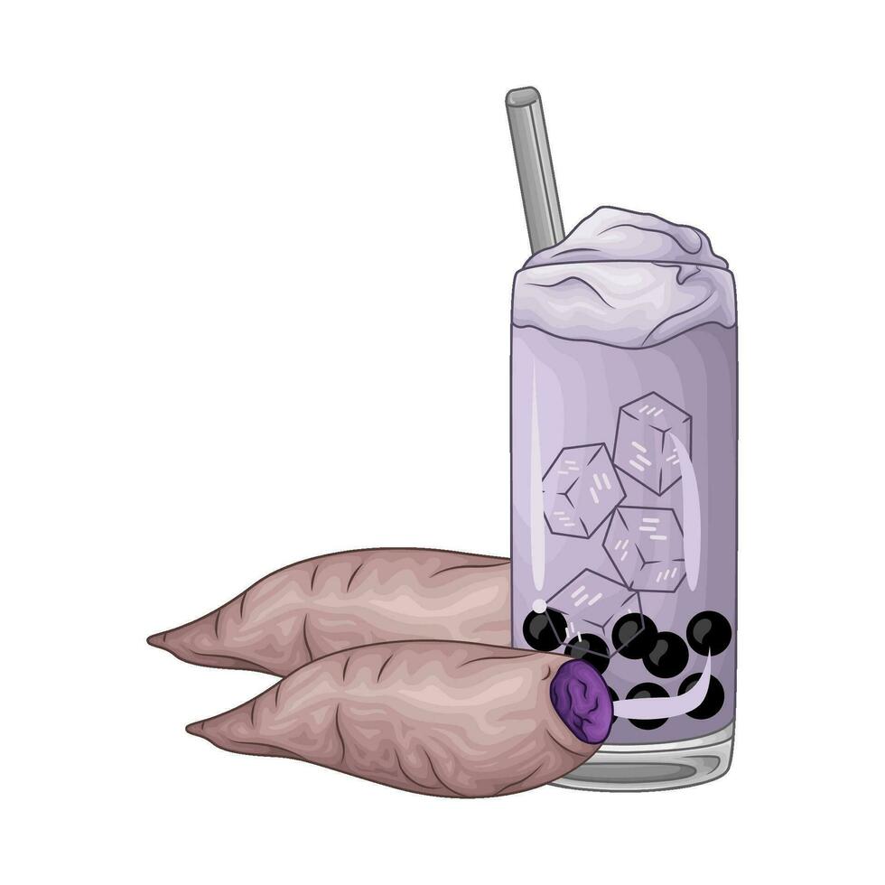 taro drink with taro  purple sweet potato illustration vector