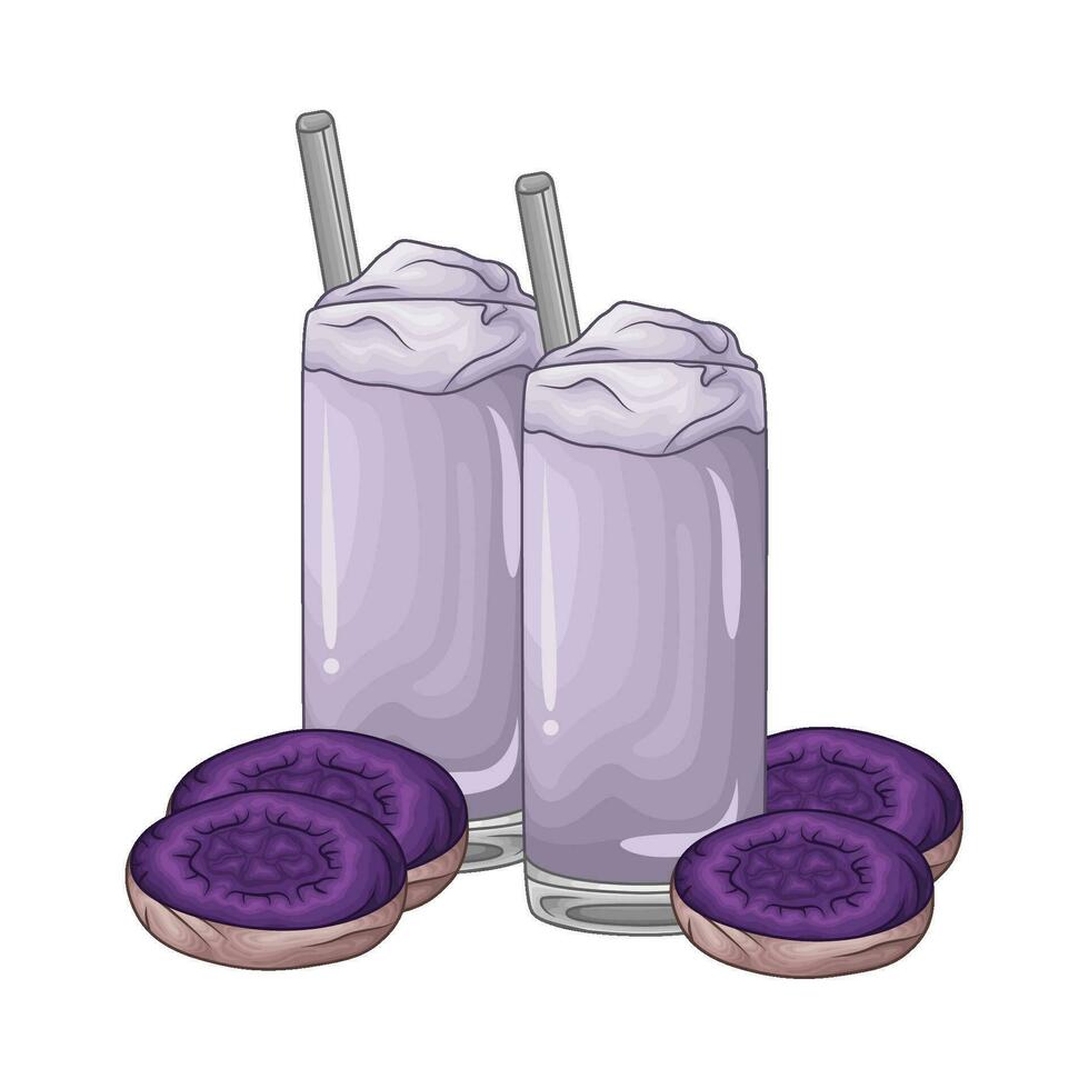 taro drink with taro  purple sweet potato illustration vector