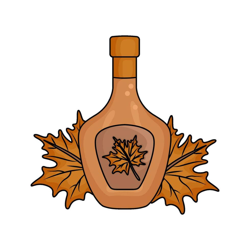 autumn drink with autumn leaf illustration vector