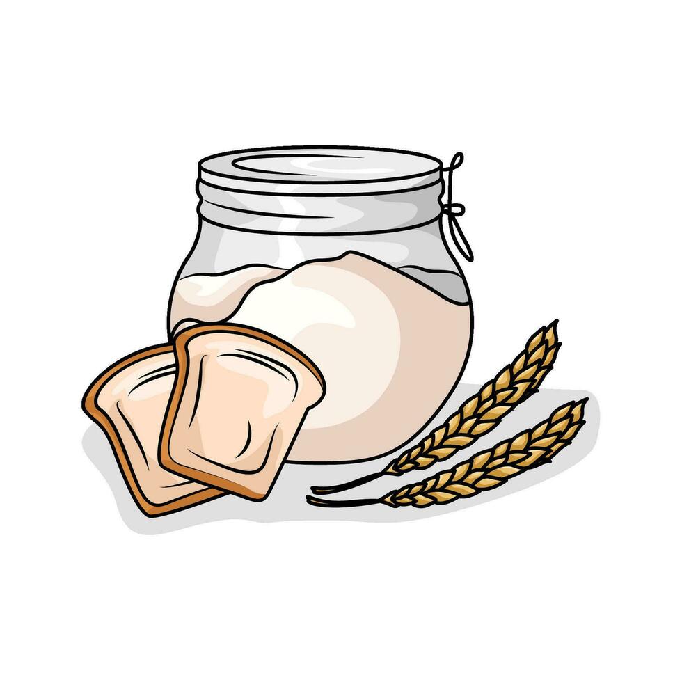 flour bread, bread with wheat illustration vector