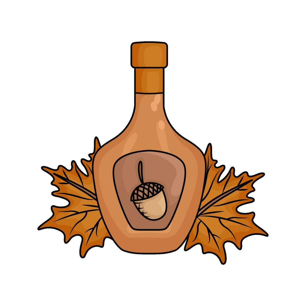 autumn drink with autumn leaf illustration vector