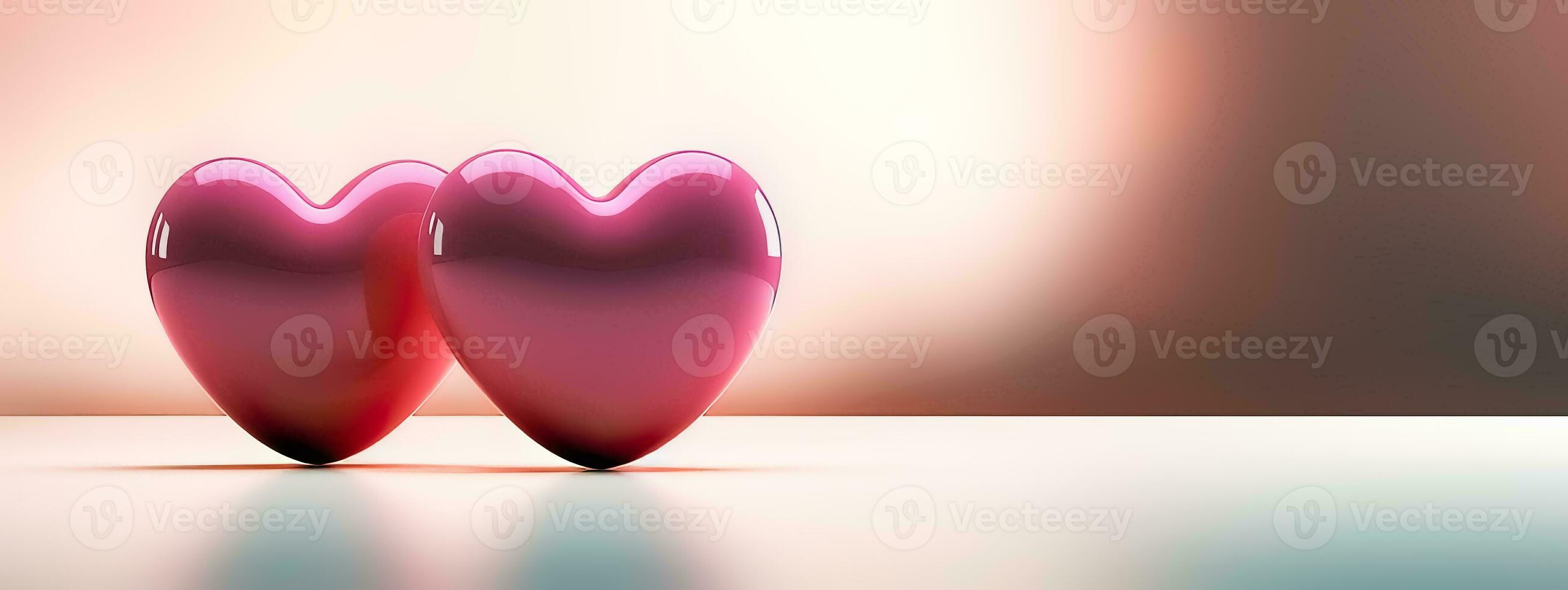 two cute couple shiny heart with copy space photo