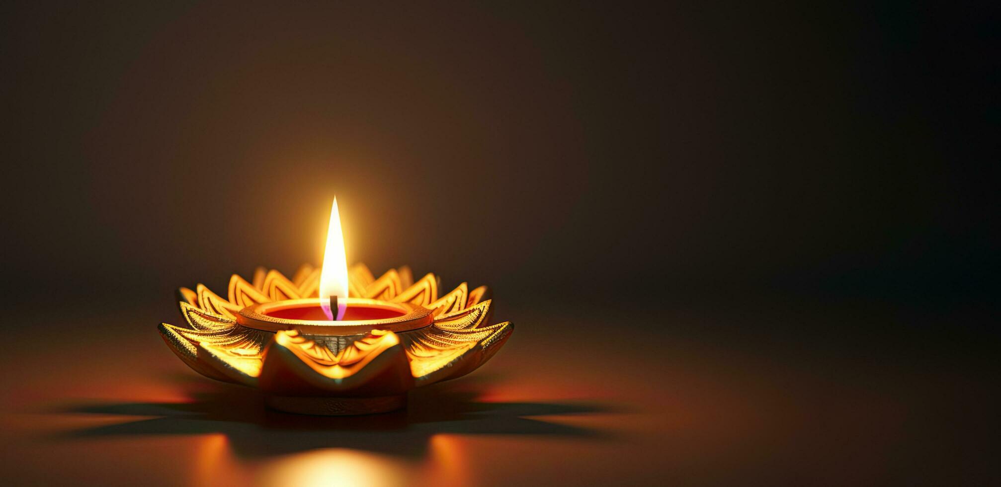 beautiful and elegant Diwali Diya with dark background copy space AI Generative photo