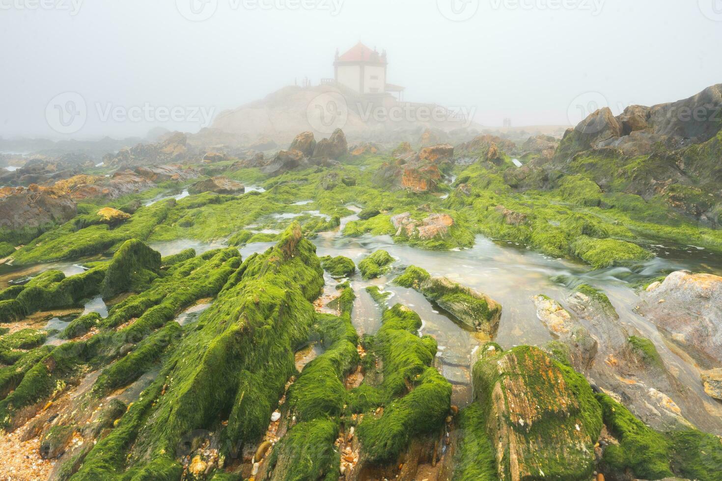 capela hacer señor da piedra, en el niebla. Oporto, Portugal. foto