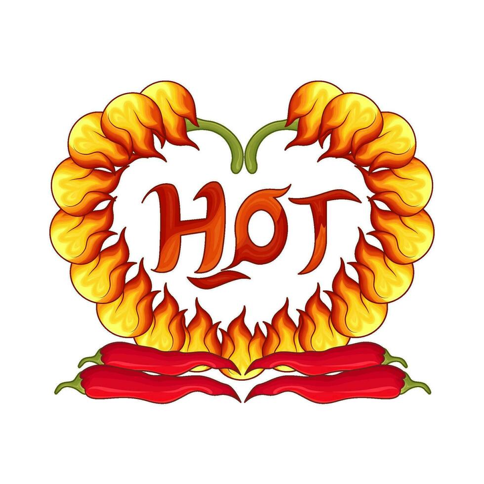 caliente chile con caliente fuego amor ilustración vector