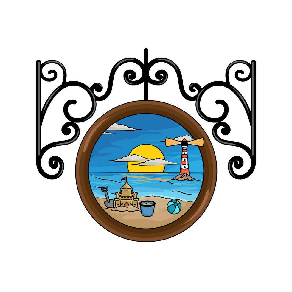 picture beach in frame illustration vector