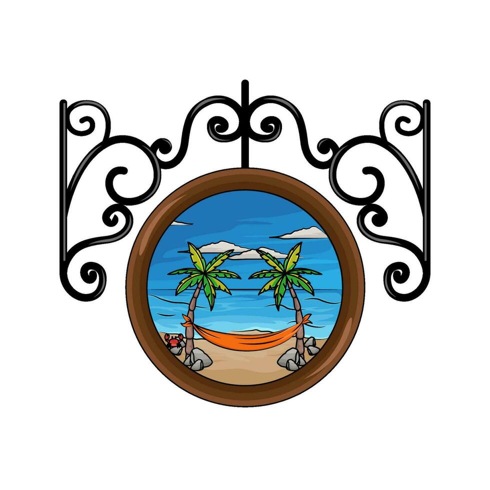 picture beach in frame illustration vector