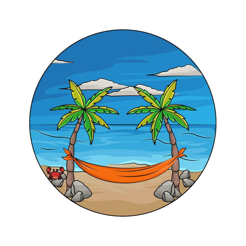 palm tree in beach illustration vector