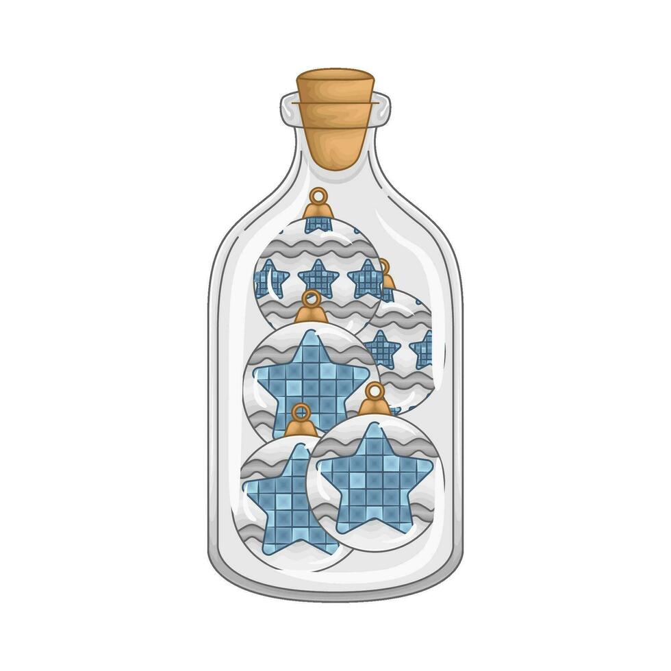 estrella azul campana en botella vaso ilustración vector