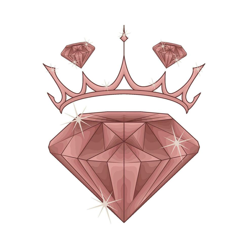 diamond with crown illustration vector