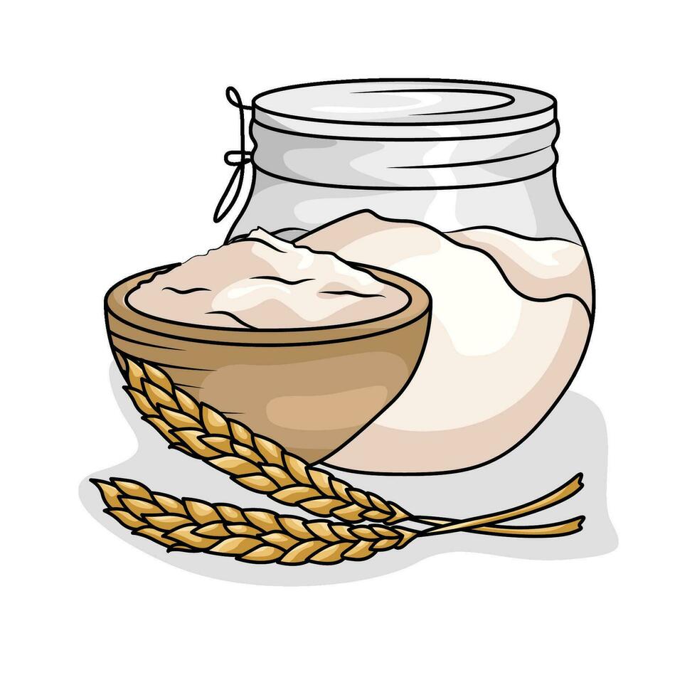 flour bread with wheat illustration vector
