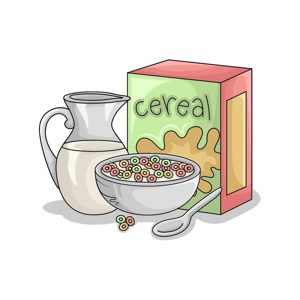 cereal with milk illustration vector