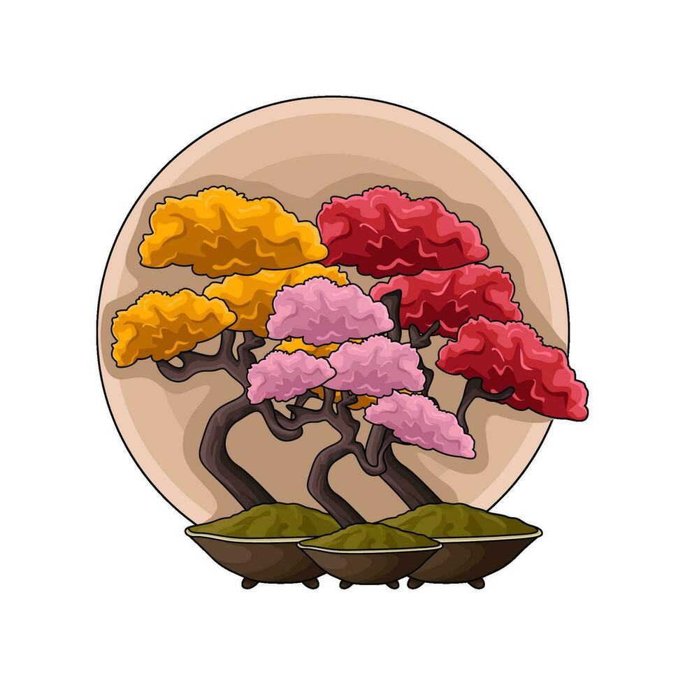 bonsai flower illustartion vector