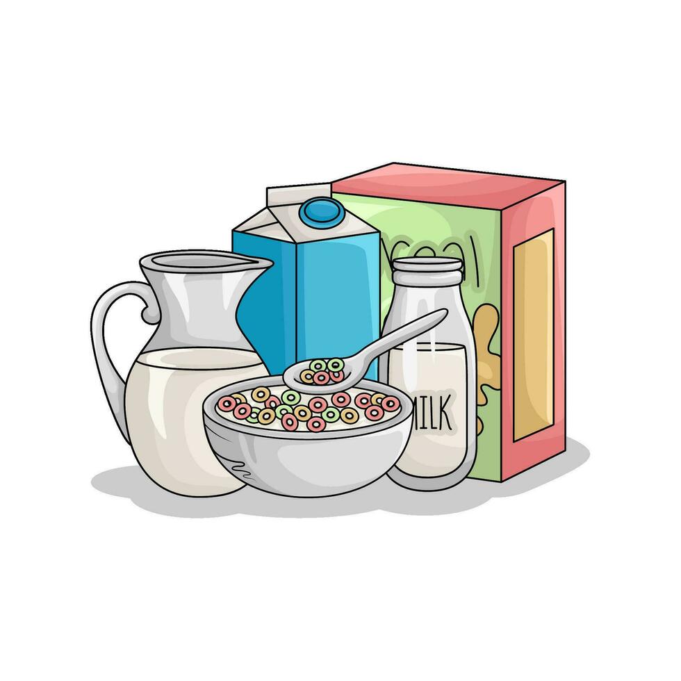 cereal with milk illustration vector