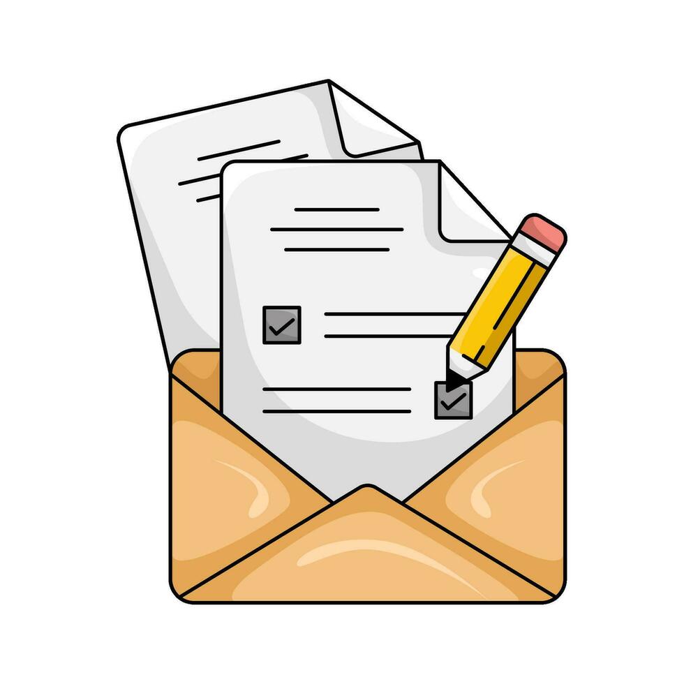 tarea lista en correo ilustración vector