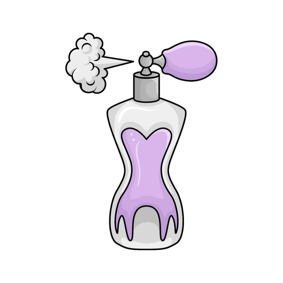 parfume  bottle  spray with smoke illustration vector