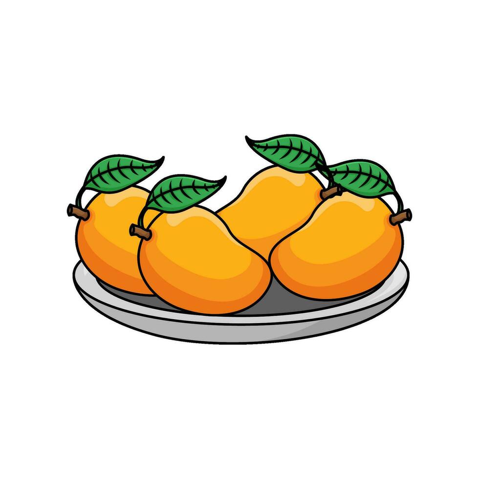mango fruit in plate illustration vector