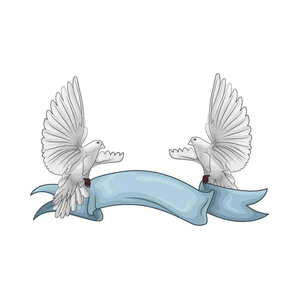 blue ribbon  decoration with bird illustration vector