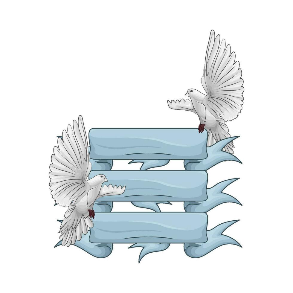 blue ribbon  decoration with bird illustration vector