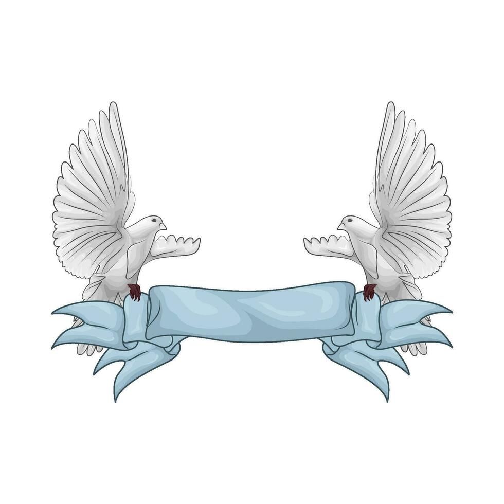 blue ribbon  decoration with bird illustration vector