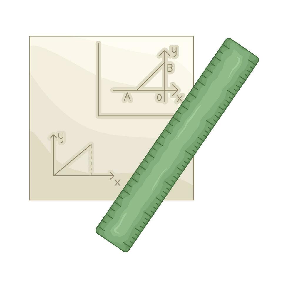ruler with geometry paper illustration vector