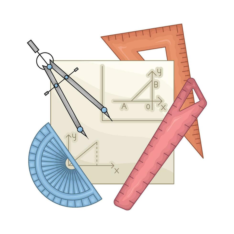ruler with period in paper geometry  illustration vector