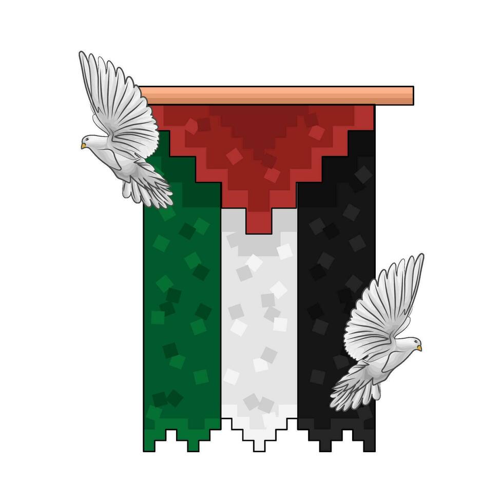 bandera Palestina con pájaro ilustración vector