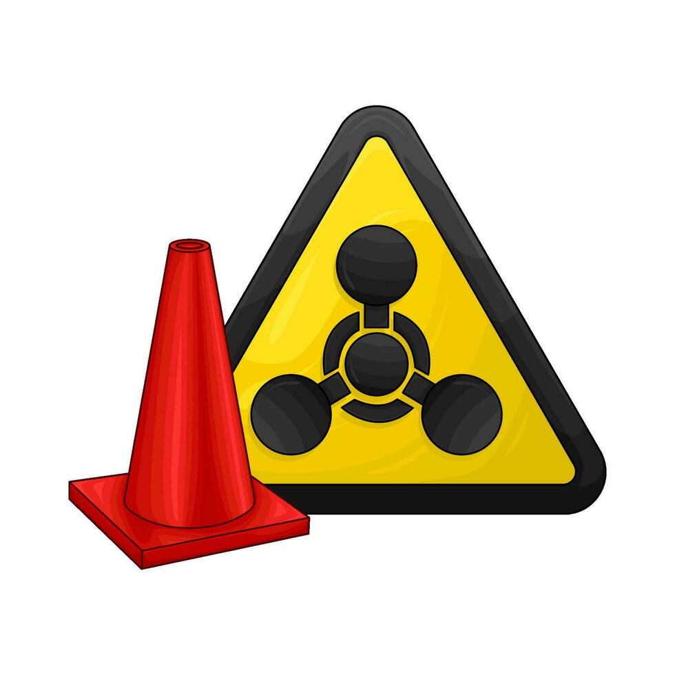 radioactive in caution board illustration vector