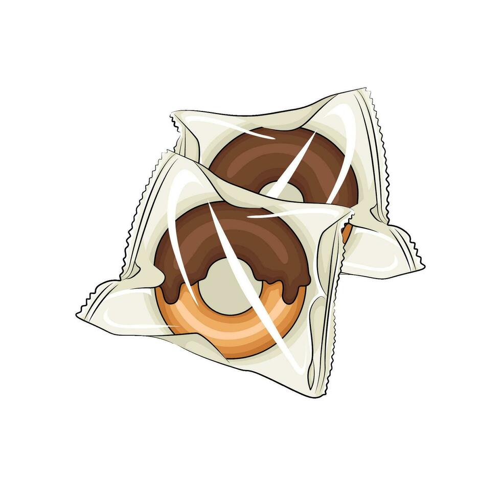 donut in plastic packaging illustration vector